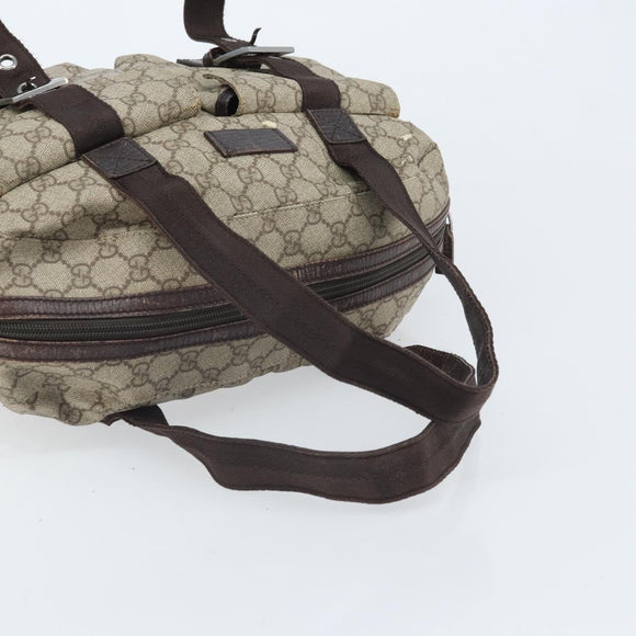 GUCCI GG Supreme Hand Bag PVC Beige Silver 140959 Auth ka2238