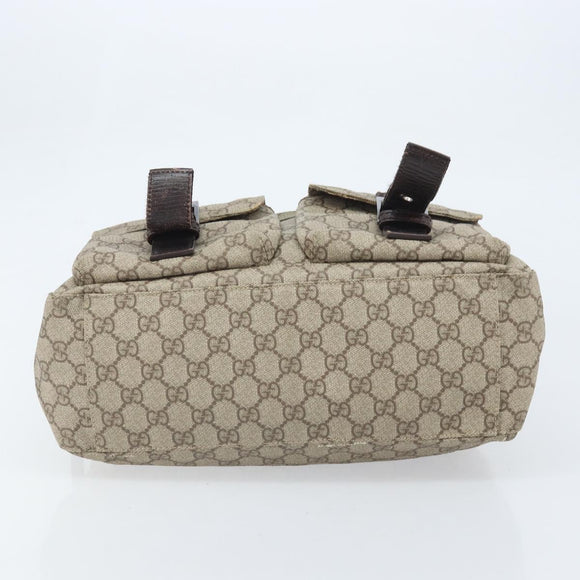 GUCCI GG Supreme Hand Bag PVC Beige Silver 140959 Auth ka2238