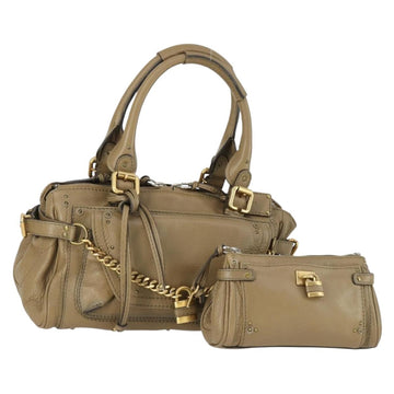 Chloe Paddington Hand Bag Leather Beige Gold Silver Auth ka2248SAV