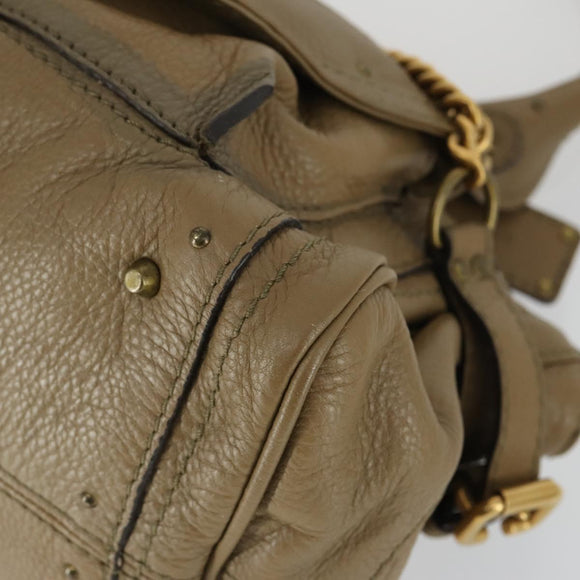 Chloe Paddington Hand Bag Leather Beige Gold Silver Auth ka2248SAV