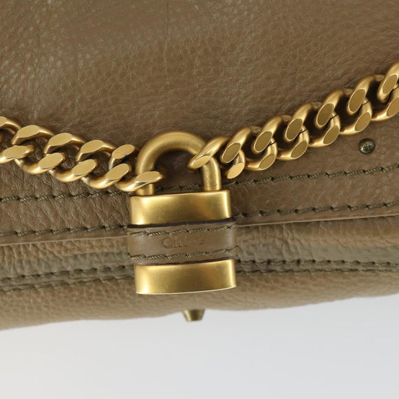 Chloe Paddington Hand Bag Leather Beige Gold Silver Auth ka2248SAV