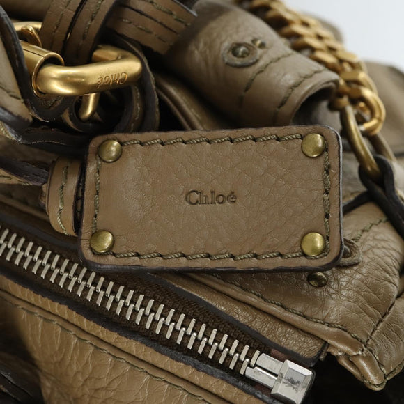 Chloe Paddington Hand Bag Leather Beige Gold Silver Auth ka2248SAV
