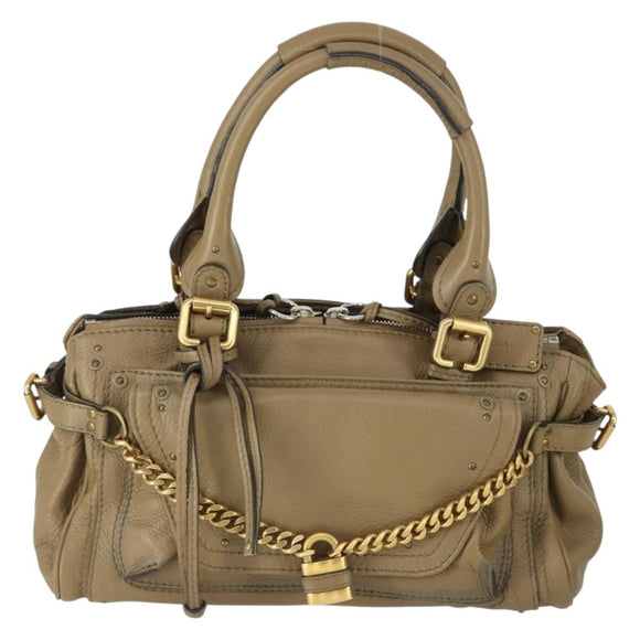 Chloe Paddington Hand Bag Leather Beige Gold Silver Auth ka2248SAV