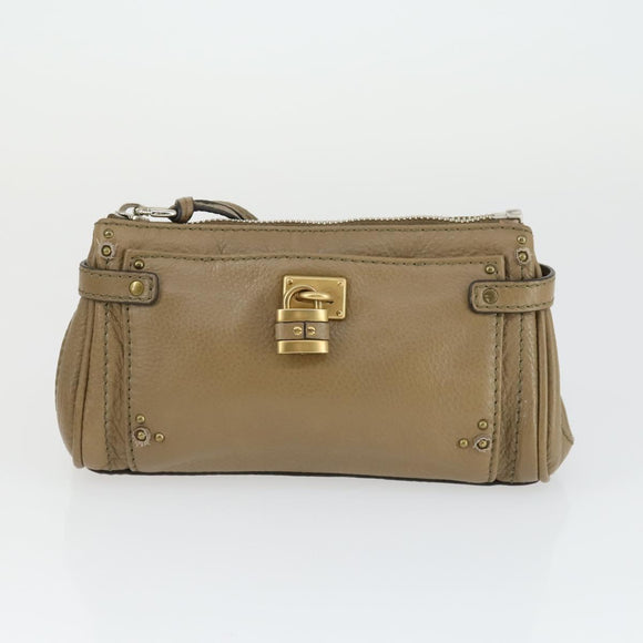 Chloe Paddington Hand Bag Leather Beige Gold Silver Auth ka2248SAV