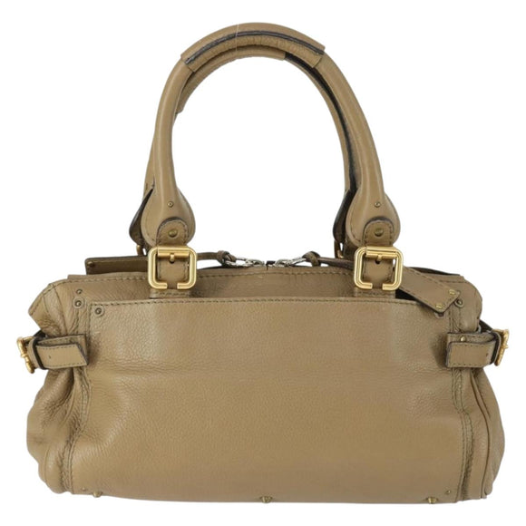 Chloe Paddington Hand Bag Leather Beige Gold Silver Auth ka2248SAV