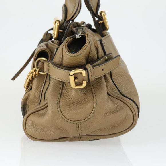 Chloe Paddington Hand Bag Leather Beige Gold Silver Auth ka2248SAV