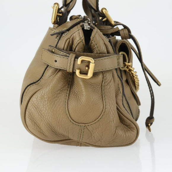 Chloe Paddington Hand Bag Leather Beige Gold Silver Auth ka2248SAV