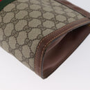 GUCCI GG Supreme Web Sherry Line Clutch Bag PVC Beige Red 010 378 Auth ka2251-12
