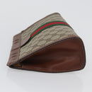 GUCCI GG Supreme Web Sherry Line Clutch Bag PVC Beige Red 010 378 Auth ka2251-6