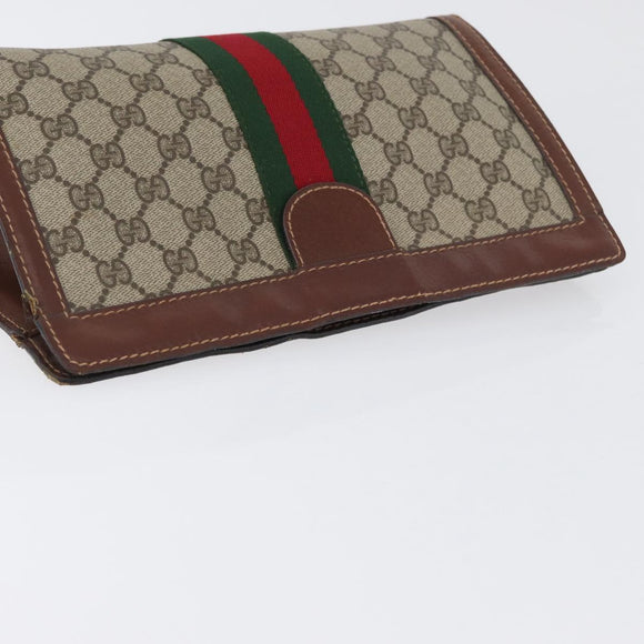 GUCCI GG Supreme Web Sherry Line Clutch Bag PVC Beige Red 010 378 Auth ka2251