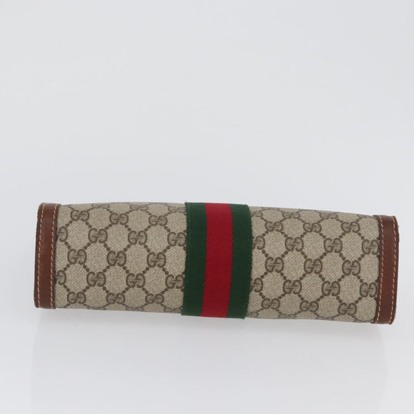 GUCCI GG Supreme Web Sherry Line Clutch Bag PVC Beige Red 010 378 Auth ka2251