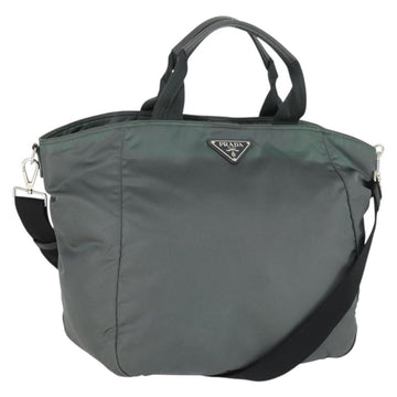 PRADA Tote Bag Nylon 2way Gray Silver Auth ka2252