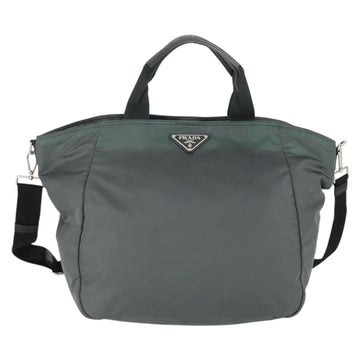 PRADA Tote Bag Nylon 2way Gray Silver Auth ka2252 - 0