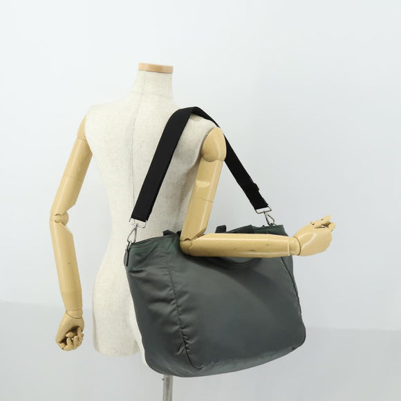 PRADA Tote Bag Nylon 2way Gray Silver Auth ka2252