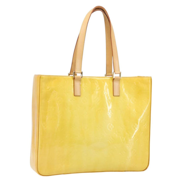 LOUIS VUITTON Monogram Vernis Columbus Tote Bag Lime Yellow M91047 Auth ka2253