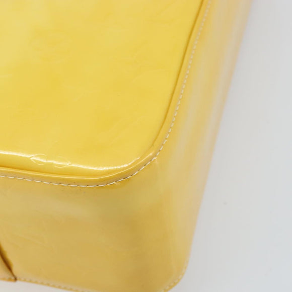 LOUIS VUITTON Monogram Vernis Columbus Tote Bag Lime Yellow M91047 Auth ka2253