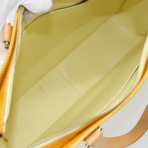 LOUIS VUITTON Monogram Vernis Columbus Tote Bag Lime Yellow M91047 Auth ka2253