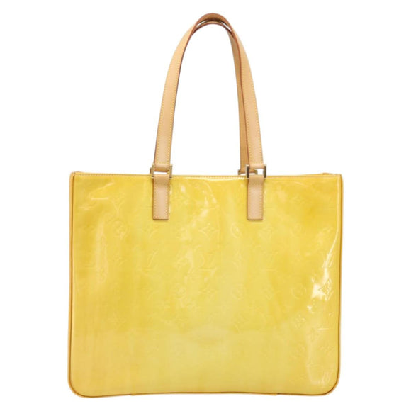 LOUIS VUITTON Monogram Vernis Columbus Tote Bag Lime Yellow M91047 Auth ka2253