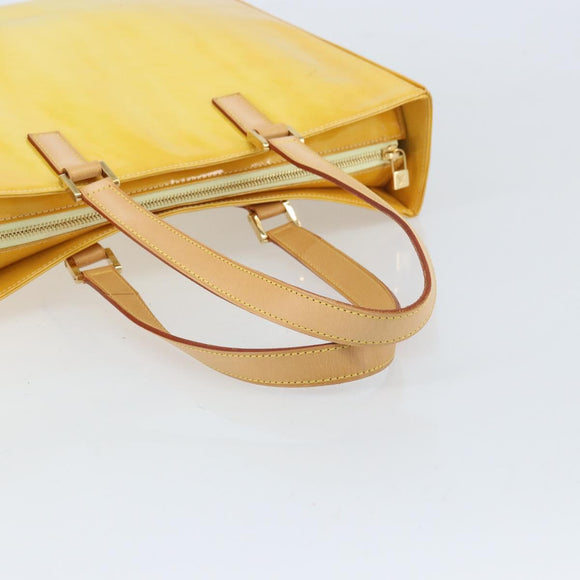 LOUIS VUITTON Monogram Vernis Columbus Tote Bag Lime Yellow M91047 Auth ka2253