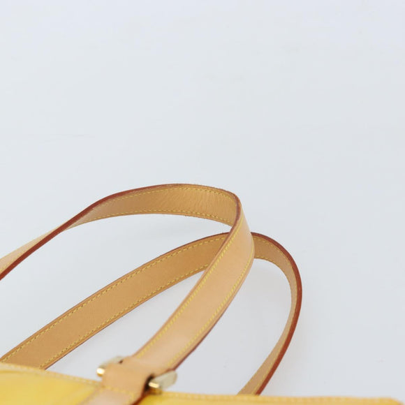 LOUIS VUITTON Monogram Vernis Columbus Tote Bag Lime Yellow M91047 Auth ka2253