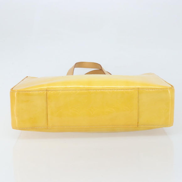 LOUIS VUITTON Monogram Vernis Columbus Tote Bag Lime Yellow M91047 Auth ka2253