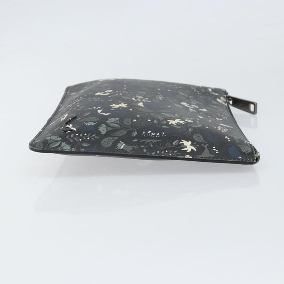 FENDI Clutch Bag Leather Black Auth ka2288