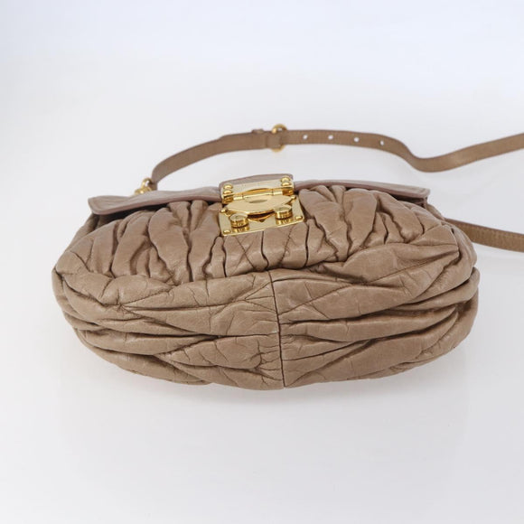 Miu Miu Matelasse Shoulder Bag Leather 2way Pink Gold Auth ka229