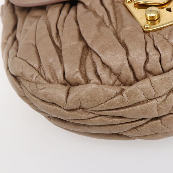Miu Miu Matelasse Shoulder Bag Leather 2way Pink Gold Auth ka229