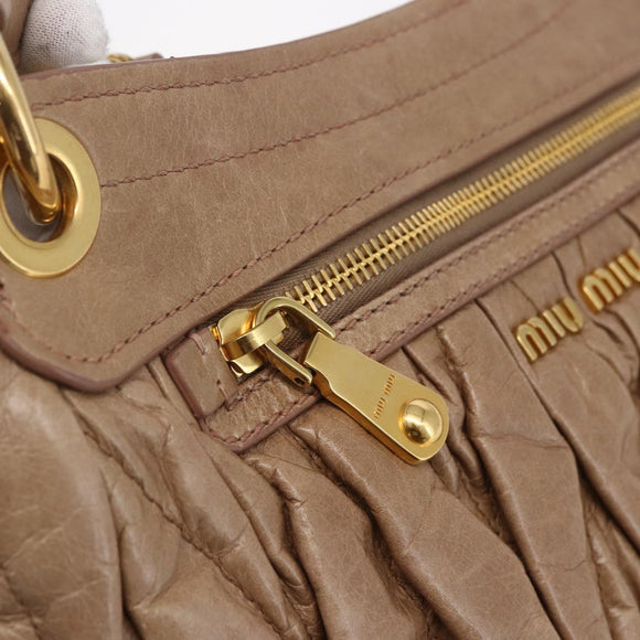 Miu Miu Matelasse Shoulder Bag Leather 2way Pink Gold Auth ka229
