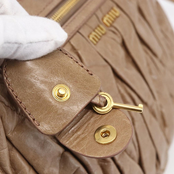 Miu Miu Matelasse Shoulder Bag Leather 2way Pink Gold Auth ka229