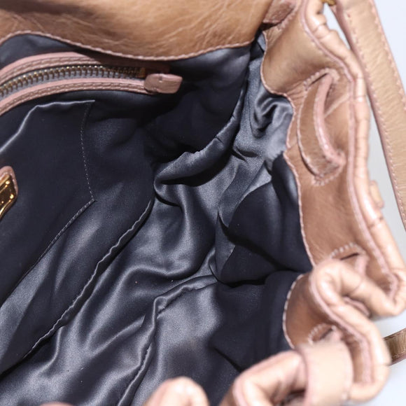 Miu Miu Matelasse Shoulder Bag Leather 2way Pink Gold Auth ka229