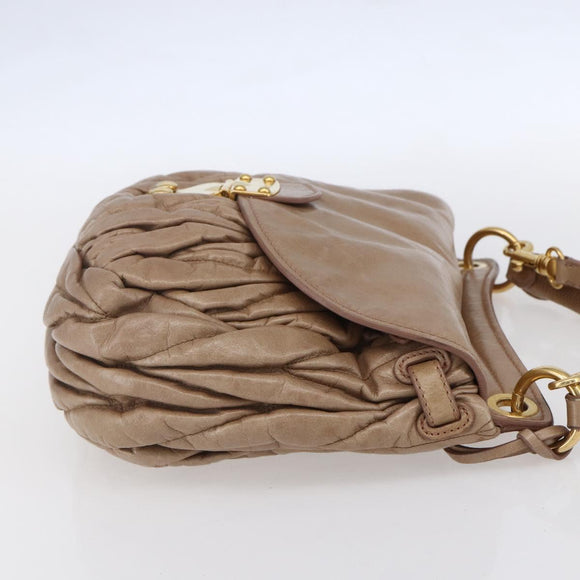 Miu Miu Matelasse Shoulder Bag Leather 2way Pink Gold Auth ka229