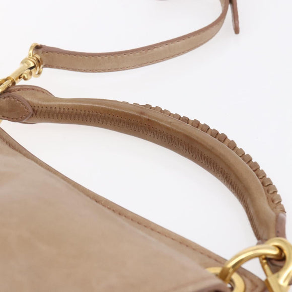 Miu Miu Matelasse Shoulder Bag Leather 2way Pink Gold Auth ka229