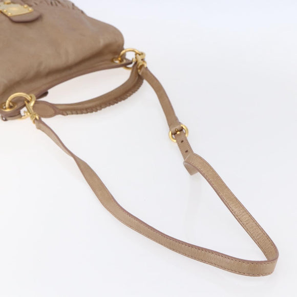 Miu Miu Matelasse Shoulder Bag Leather 2way Pink Gold Auth ka229
