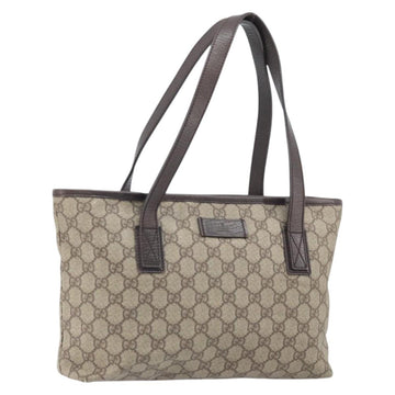 GUCCI GG Supreme Tote Bag PVC Beige Silver 181086 Auth ka2296