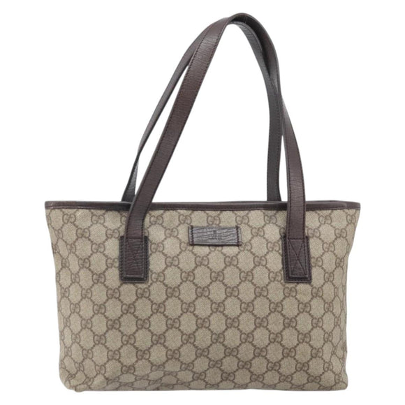 GUCCI GG Supreme Tote Bag PVC Beige Silver 181086 Auth ka2296