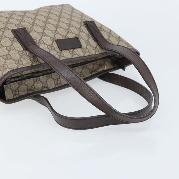 GUCCI GG Supreme Tote Bag PVC Beige Silver 181086 Auth ka2296