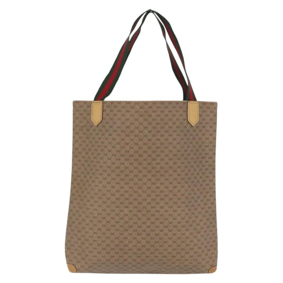 GUCCI Micro GG Supreme Web Sherry Line Tote Bag PVC Beige Gold Red Auth ka2297