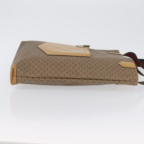 GUCCI Micro GG Supreme Web Sherry Line Tote Bag PVC Beige Gold Red Auth ka2297
