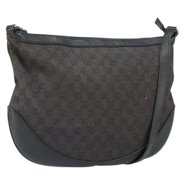 GUCCI GG Canvas Shoulder Bag Black Silver 272380 Auth ka2298A