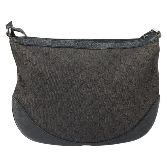 GUCCI GG Canvas Shoulder Bag Black Silver 272380 Auth ka2298A