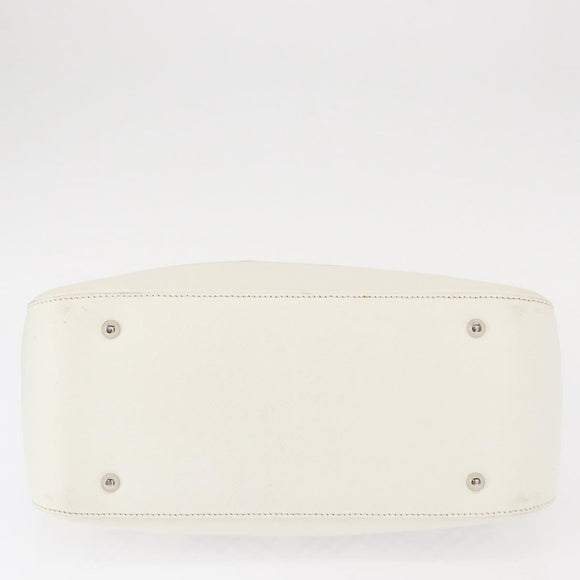 BURBERRY Nova Check Shoulder Bag Canvas Leather Beige White Silver Auth ka230