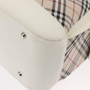BURBERRY Nova Check Shoulder Bag Canvas Leather Beige White Silver Auth ka230-12