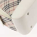 BURBERRY Nova Check Shoulder Bag Canvas Leather Beige White Silver Auth ka230-13