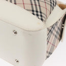 BURBERRY Nova Check Shoulder Bag Canvas Leather Beige White Silver Auth ka230-14