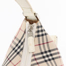 BURBERRY Nova Check Shoulder Bag Canvas Leather Beige White Silver Auth ka230-15