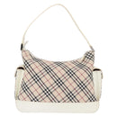 BURBERRY Nova Check Shoulder Bag Canvas Leather Beige White Silver Auth ka230-3