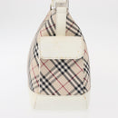 BURBERRY Nova Check Shoulder Bag Canvas Leather Beige White Silver Auth ka230-4