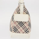 BURBERRY Nova Check Shoulder Bag Canvas Leather Beige White Silver Auth ka230-6