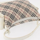 BURBERRY Nova Check Shoulder Bag Canvas Leather Beige White Silver Auth ka230-7